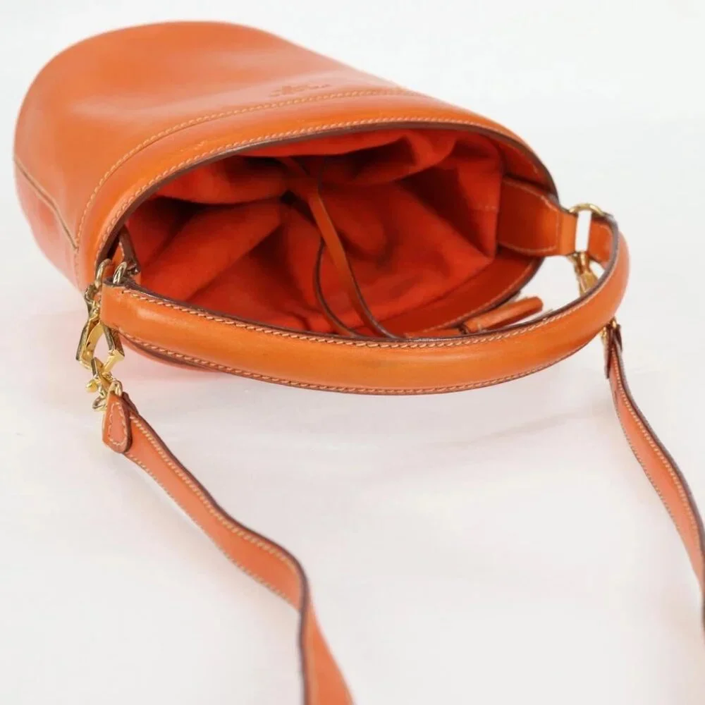 PRADA Shoulder Bag Leather 2way Orange Gold - Picture 9 of 15